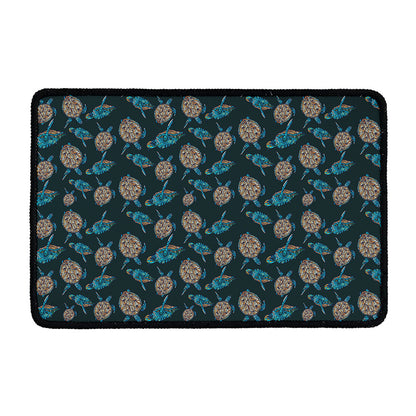 Blue Sea Turtle Pattern Print Kitchen Mat