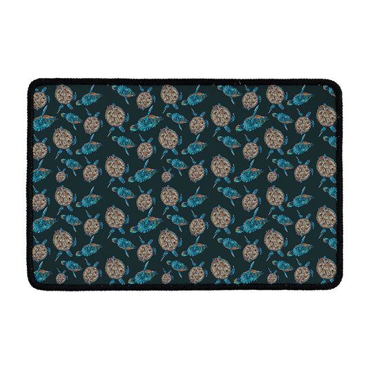Blue Sea Turtle Pattern Print Kitchen Mat