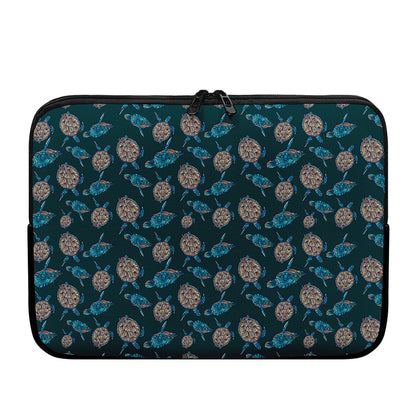 Blue Sea Turtle Pattern Print Laptop Sleeve