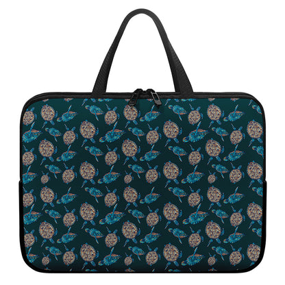 Blue Sea Turtle Pattern Print Laptop Sleeve With Handle