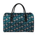 Blue Sea Turtle Pattern Print Leather Duffel Bag