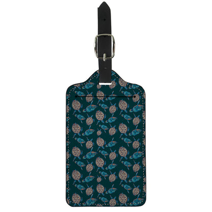 Blue Sea Turtle Pattern Print Luggage Tag