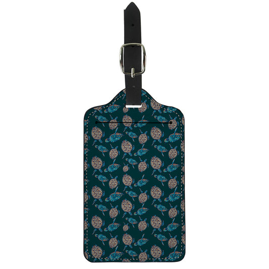 Blue Sea Turtle Pattern Print Luggage Tag