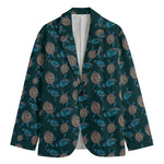 Blue Sea Turtle Pattern Print Men's Blazer