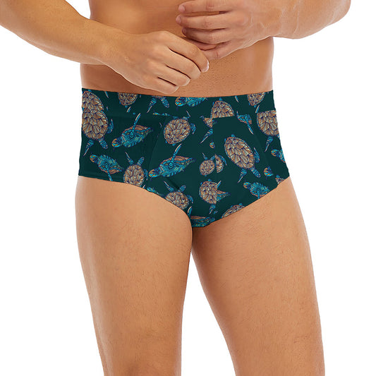 Blue Sea Turtle Pattern Print Men's Briefs