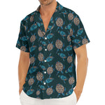Blue Sea Turtle Pattern Print Men's Deep V-Neck Shirt