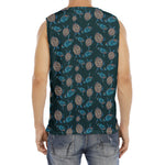 Blue Sea Turtle Pattern Print Men's Fitness Tank Top
