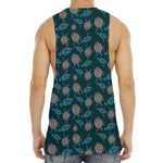 Blue Sea Turtle Pattern Print Men's Muscle Tank Top