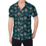 Blue Sea Turtle Pattern Print Men's Shirt