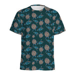 Blue Sea Turtle Pattern Print Men's Sports T-Shirt
