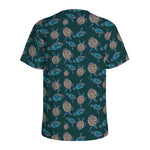 Blue Sea Turtle Pattern Print Men's Sports T-Shirt