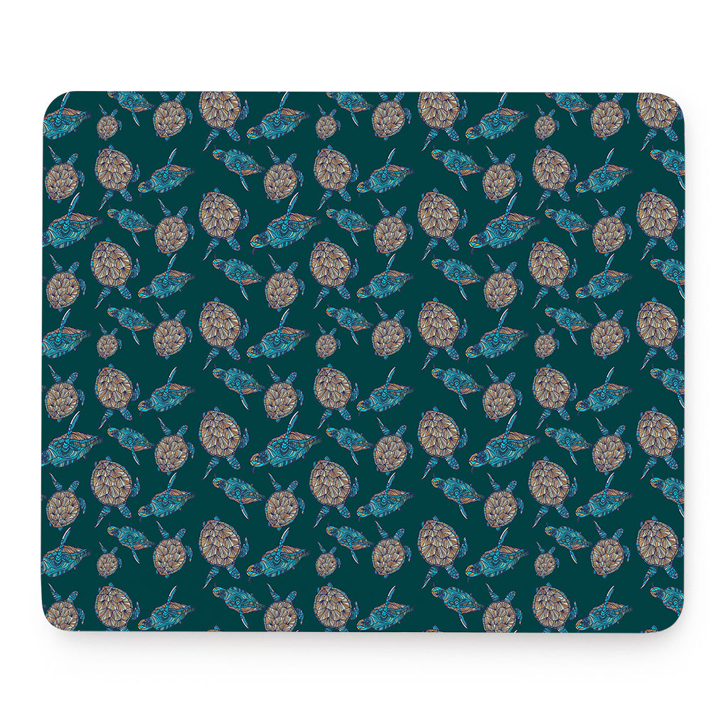 Blue Sea Turtle Pattern Print Mouse Pad