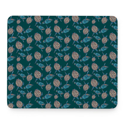 Blue Sea Turtle Pattern Print Mouse Pad