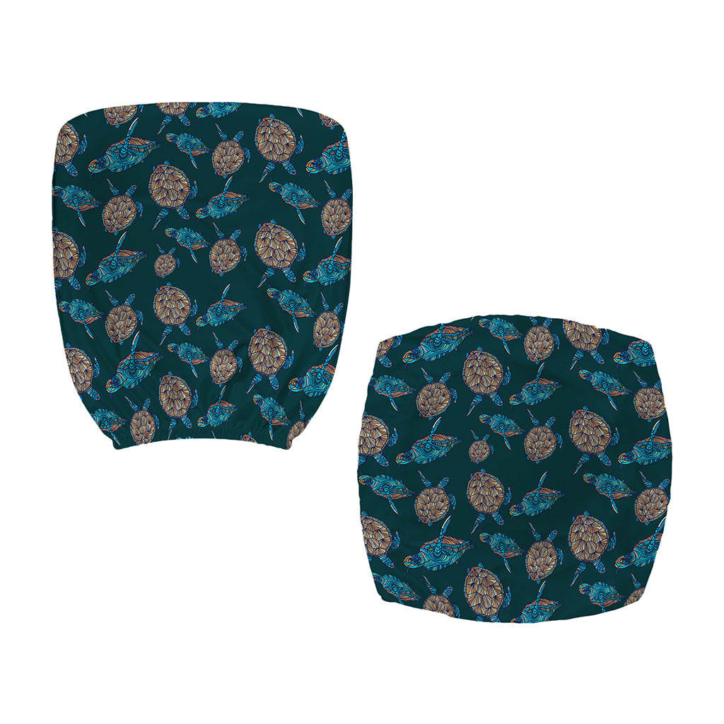 Blue Sea Turtle Pattern Print Office Chair Cover