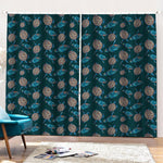 Blue Sea Turtle Pattern Print Pencil Pleat Curtains