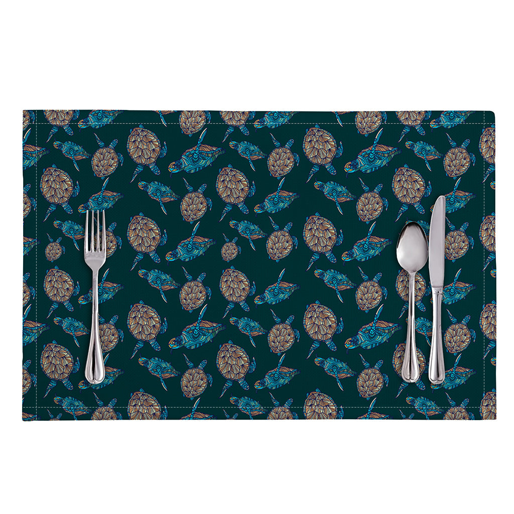 Blue Sea Turtle Pattern Print Placemat