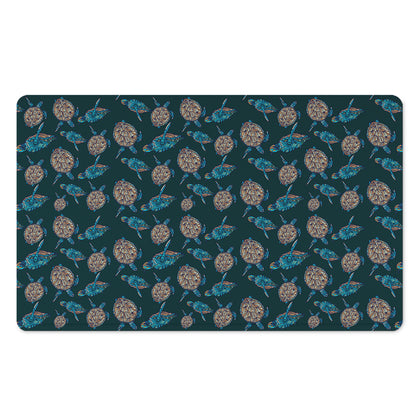 Blue Sea Turtle Pattern Print Polyester Doormat