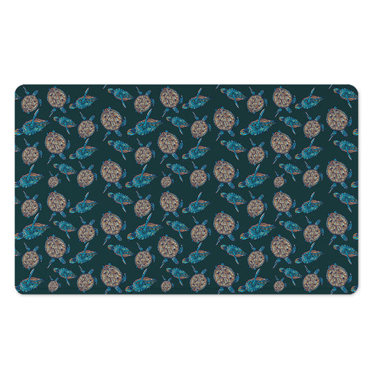 Blue Sea Turtle Pattern Print Polyester Doormat