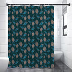 Blue Sea Turtle Pattern Print Premium Shower Curtain