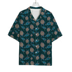 Blue Sea Turtle Pattern Print Rayon Hawaiian Shirt