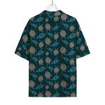 Blue Sea Turtle Pattern Print Rayon Hawaiian Shirt