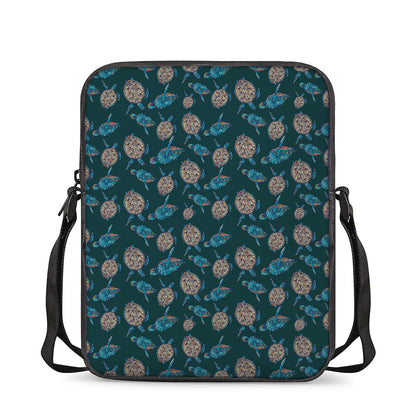 Blue Sea Turtle Pattern Print Rectangular Crossbody Bag