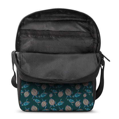 Blue Sea Turtle Pattern Print Rectangular Crossbody Bag