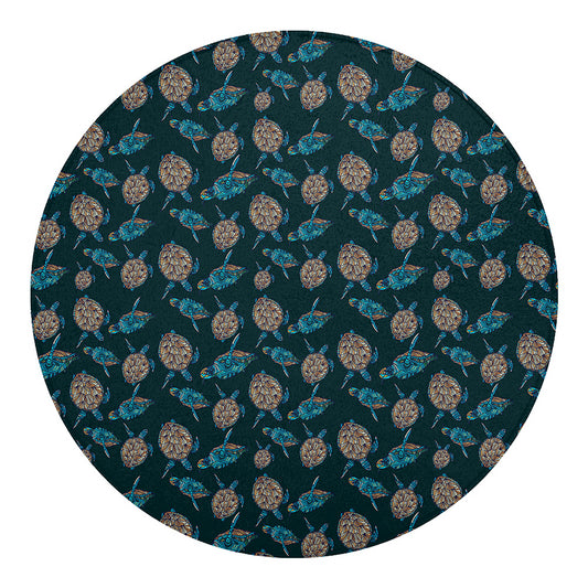 Blue Sea Turtle Pattern Print Round Blanket