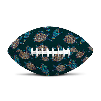 Blue Sea Turtle Pattern Print Rugby Ball