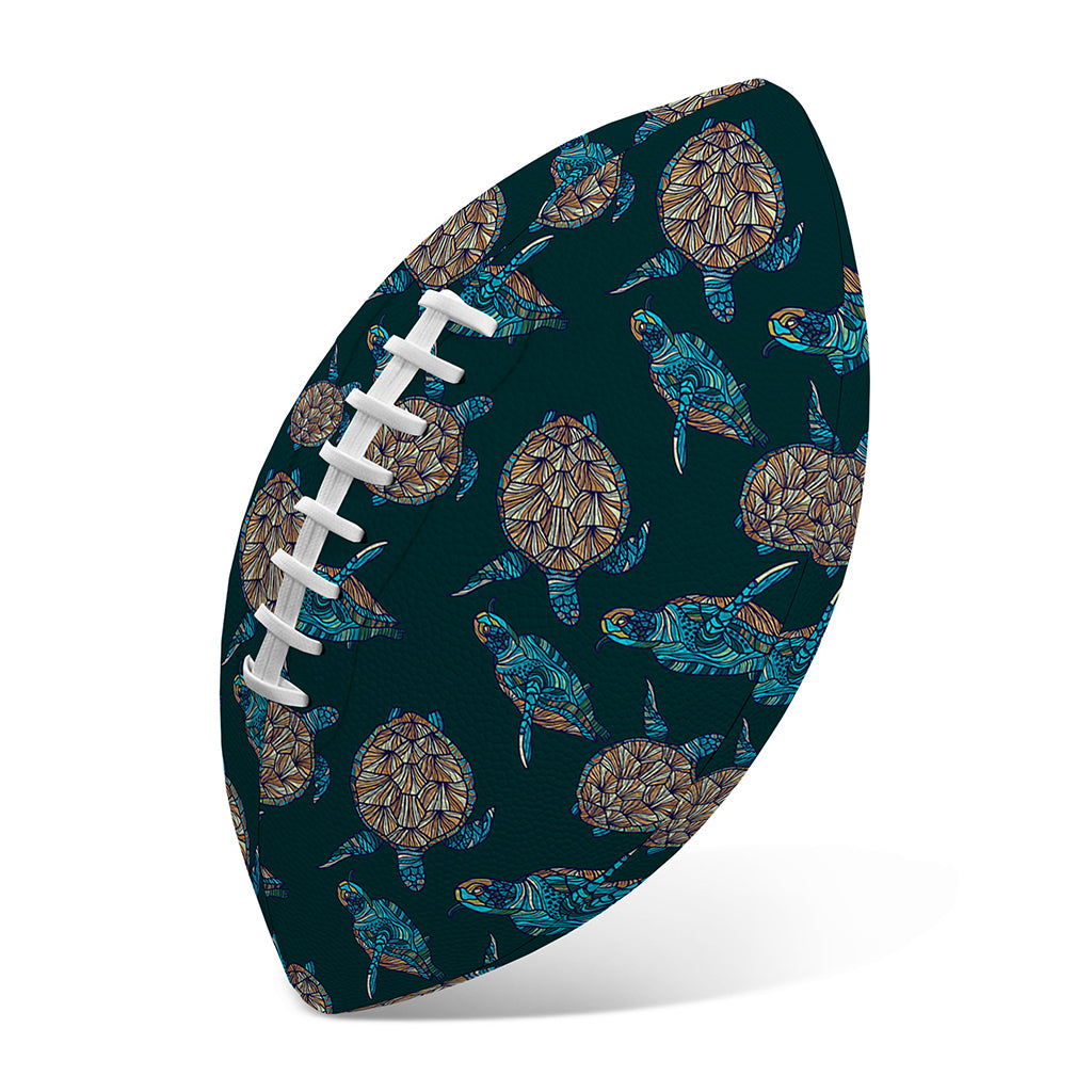 Blue Sea Turtle Pattern Print Rugby Ball