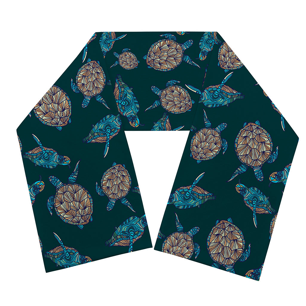 Blue Sea Turtle Pattern Print Scarf