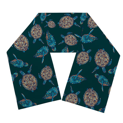 Blue Sea Turtle Pattern Print Scarf