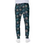 Blue Sea Turtle Pattern Print Scuba Joggers