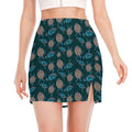 Blue Sea Turtle Pattern Print Side Slit Mini Skirt