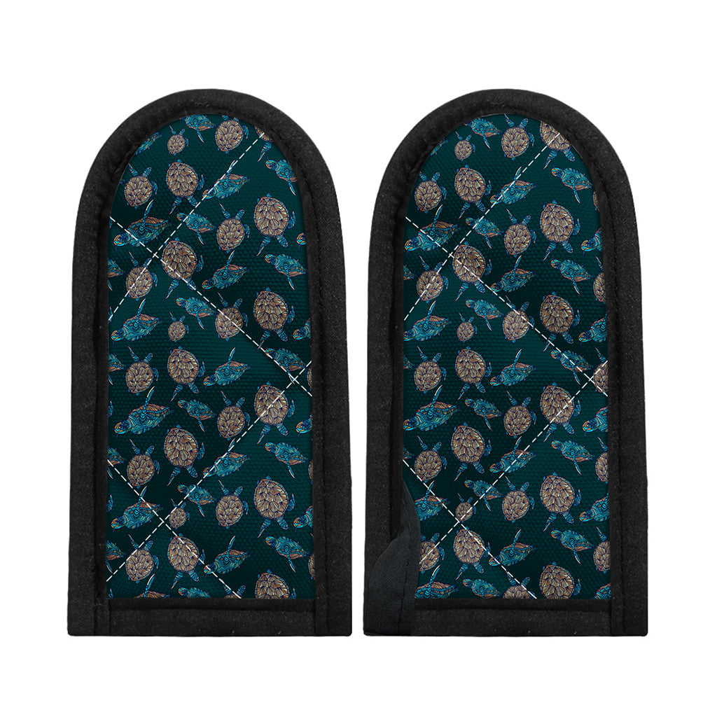 Blue Sea Turtle Pattern Print Skillet Handle Cover