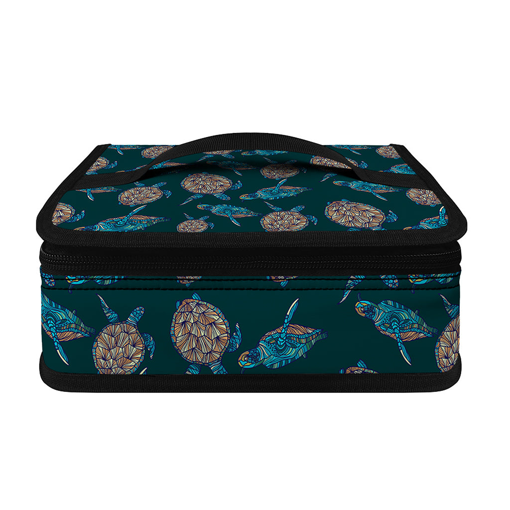 Blue Sea Turtle Pattern Print Small Lunch Bag