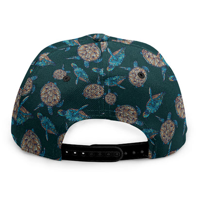 Blue Sea Turtle Pattern Print Snapback Cap