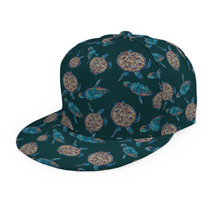 Blue Sea Turtle Pattern Print Snapback Cap