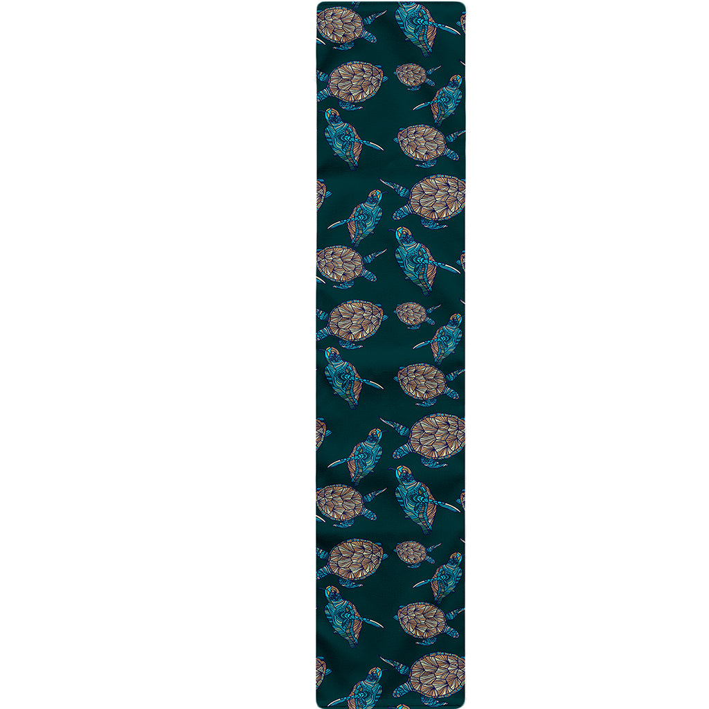 Blue Sea Turtle Pattern Print Table Runner