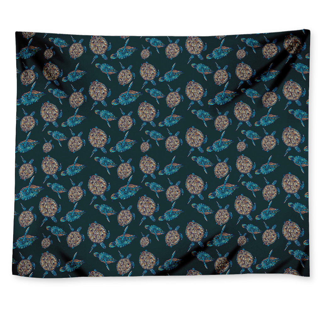 Blue Sea Turtle Pattern Print Tapestry