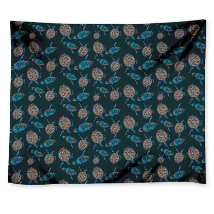 Blue Sea Turtle Pattern Print Tapestry