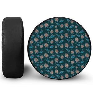 Blue Sea Turtle Pattern Print Tire Cover