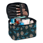 Blue Sea Turtle Pattern Print Travel Makeup Bag
