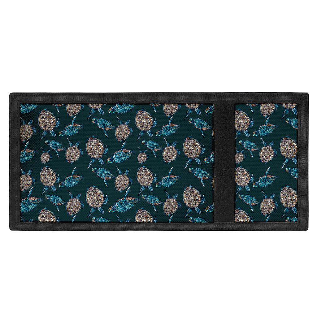 Blue Sea Turtle Pattern Print Trifold Wallet