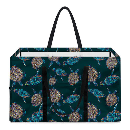 Blue Sea Turtle Pattern Print Utility Tote Bag