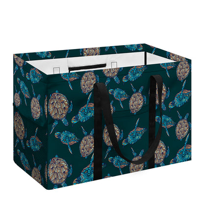 Blue Sea Turtle Pattern Print Utility Tote Bag