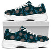 Blue Sea Turtle Pattern Print White Chunky Shoes