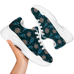 Blue Sea Turtle Pattern Print White Chunky Shoes