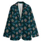 Blue Sea Turtle Pattern Print Women's Blazer