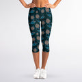 Blue Sea Turtle Pattern Print Women's Capri Leggings